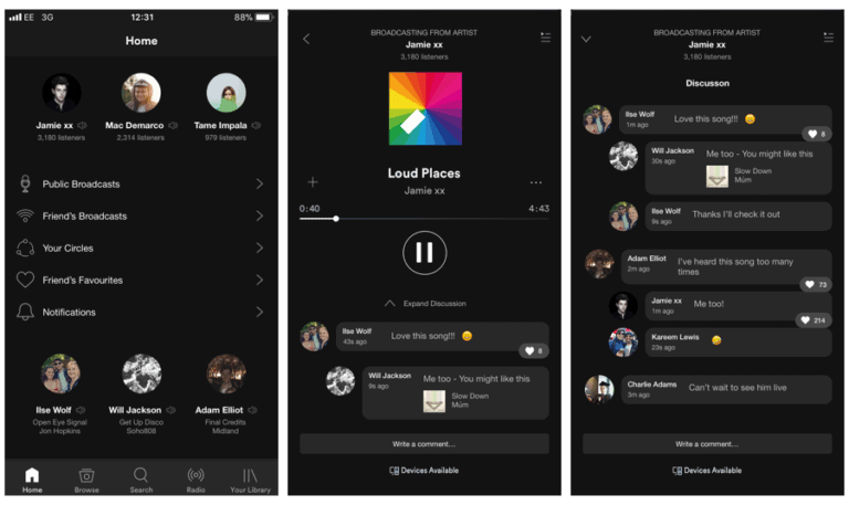 A imagem mostra o protótipo de alta fidelidade do Spotify, parte 1