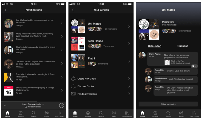 A imagem mostra o protótipo de alta fidelidade do Spotify, parte 2