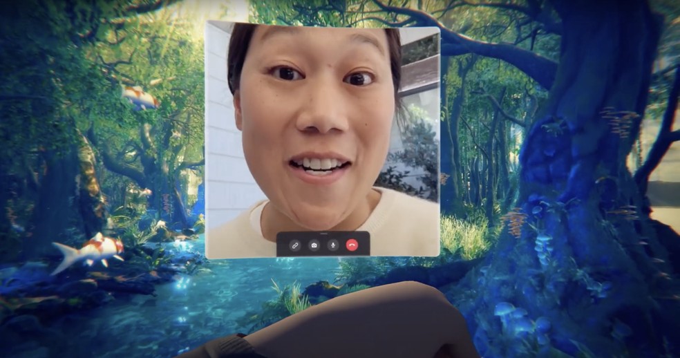 A imagem mostra como seria uma chamada de vídeo no metaverso.