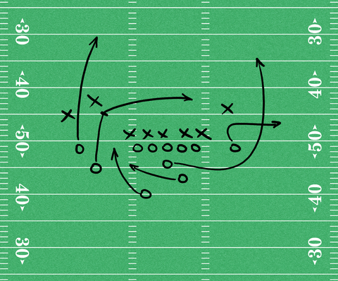 A imagem mostra um playbook de time de futebol americano.